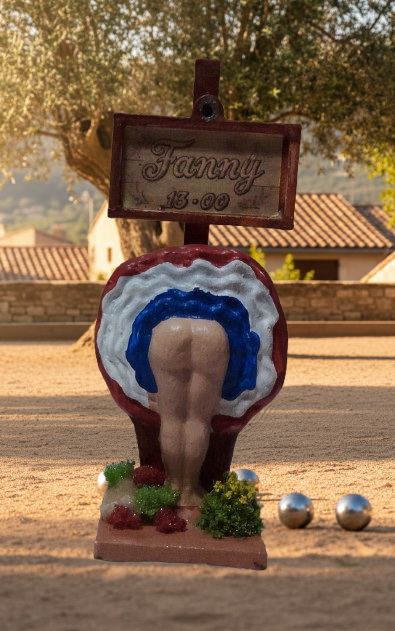 Fanny – santon provençal humoristique sur fond transparent, décor crèche fait main