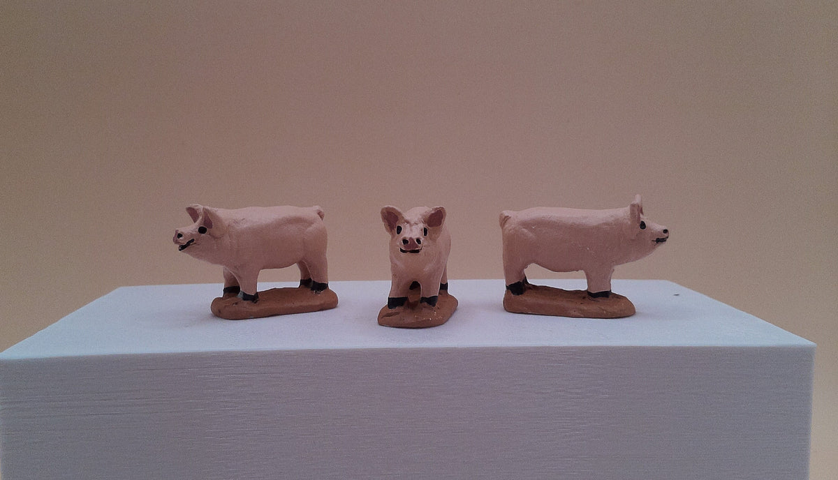 Santon cochon debout en argile peint à la main, 5 cm