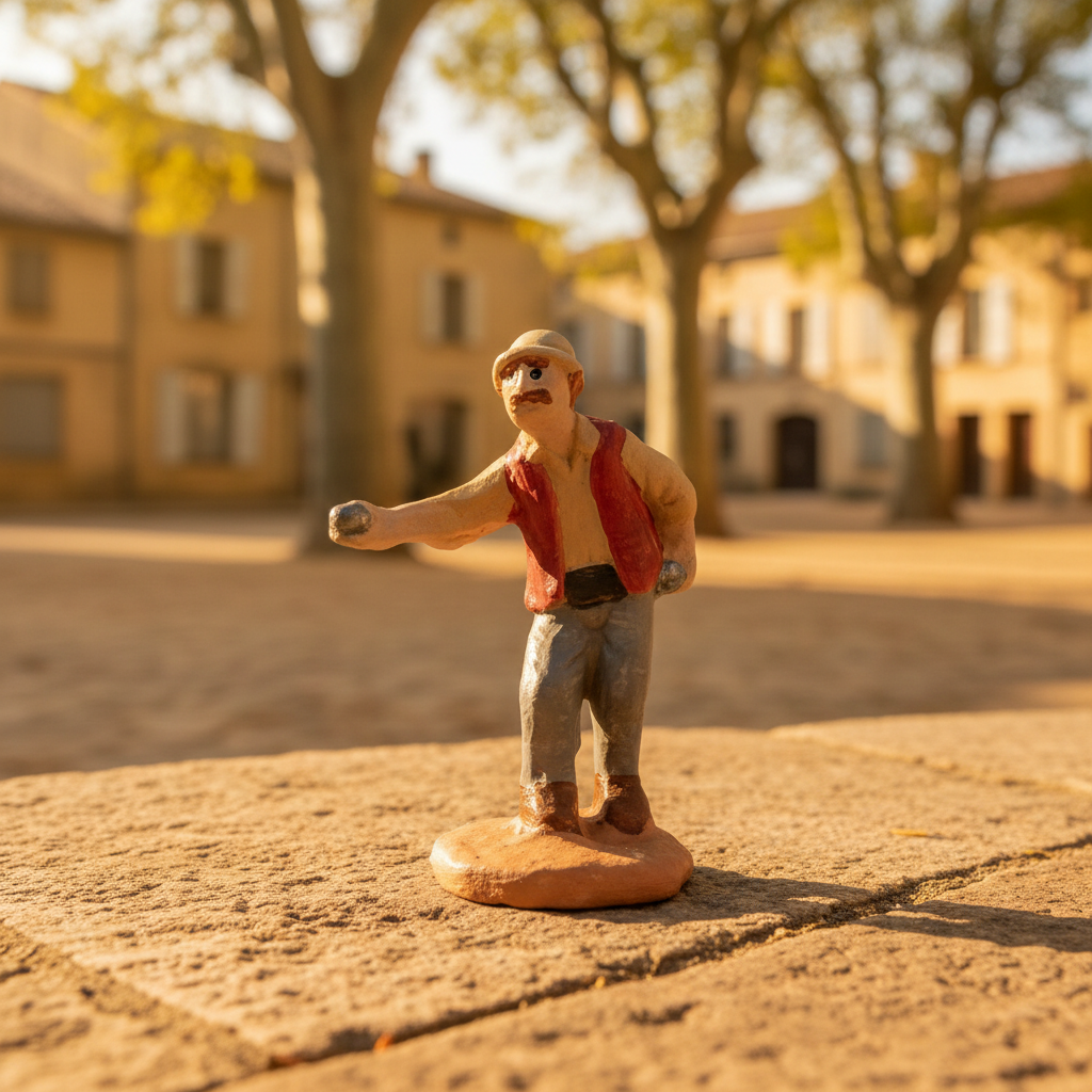 Le Joueur de Pétanque Le Tireur – santon provençal artisanal peint à la main