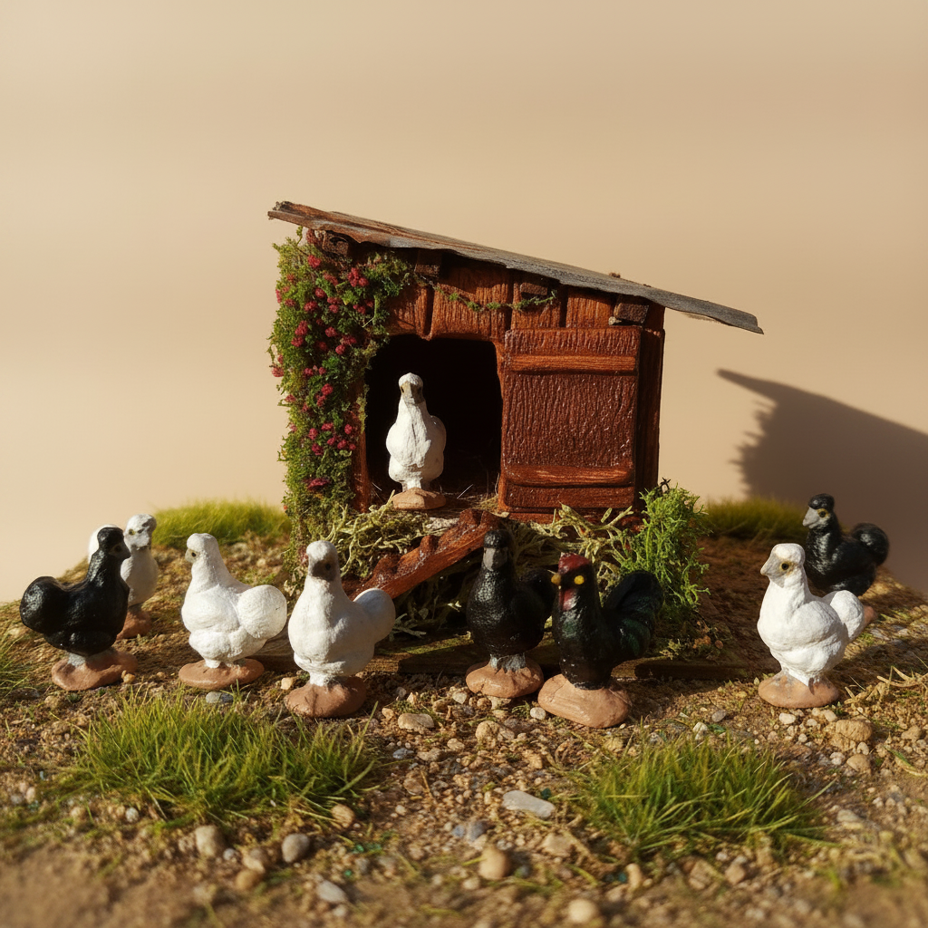 Poules Soie – santons provençaux artisanaux peints à la main